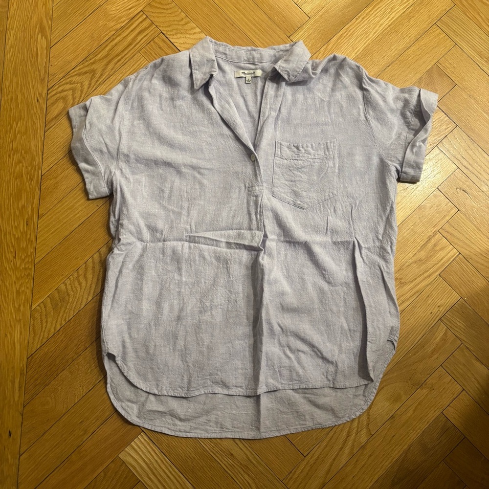 Madewell Linen-Blend Swenson Popover Shirt in Distant Lavender